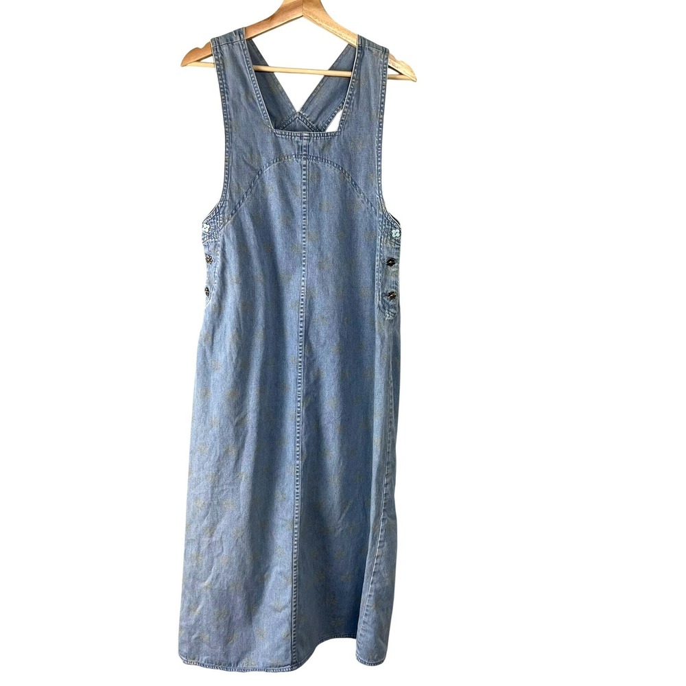 Christopher & Banks Floral Denim Jumper S Dress Light Wash Teachercore Cottage